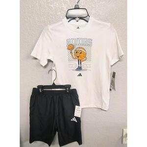 Nwt Boys Adidas 2 Piece Shirt and Short Basketball Set SIze 7